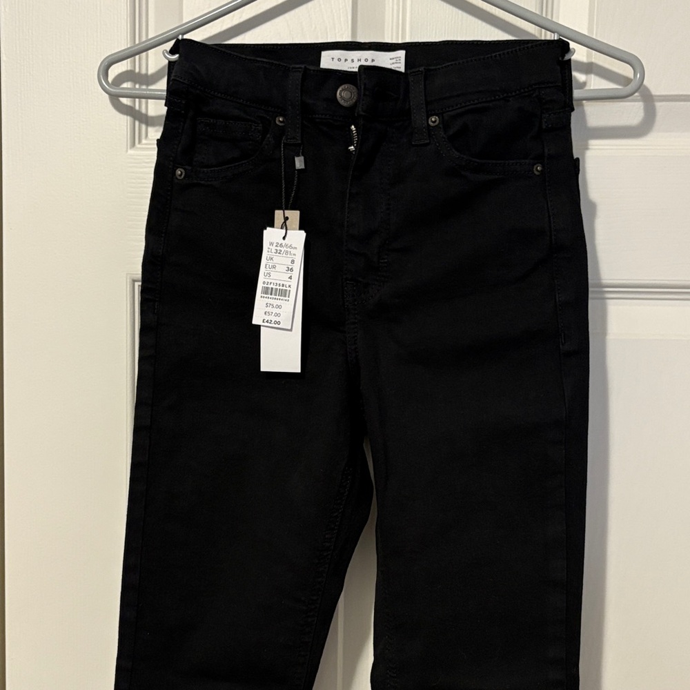 Topshop Jamie Black Frayed Hem Jeans